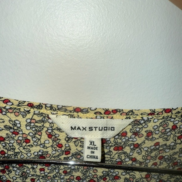 Max Studio Ruffled Yellow Floral Wrap Dress XL - Picture 3 of 5